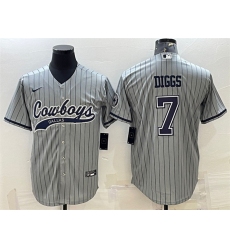 Men Dallas Cowboys 7 Trevon Diggs Grey With Patch Cool Base Stitched Baseball Jersey