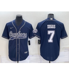 Men Dallas Cowboys 7 Trevon Diggs Navy Cool Base Stitched Baseball Jersey