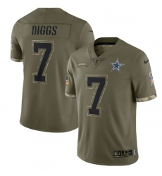 Men Dallas Cowboys 7 Trevon Diggs Olive 2022 Salute To Service Limited Stitched Jersey