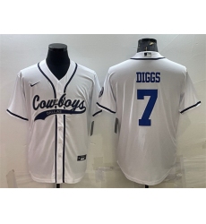 Men Dallas Cowboys 7 Trevon Diggs White Cool Base Stitched Baseball Jersey