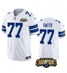 Men Dallas Cowboys 77 Tyron Smith White 2023 F U S E  NFC East Champions Patch Stitched Football Jersey