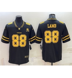 Men Dallas Cowboys 88 CeeDee Lamb Black Gold Edition With 1960 Patch Limited Stitched Football Jersey