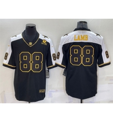 Men Dallas Cowboys 88 CeeDee Lamb Black Gold Thanksgiving With Patch Stitched Jersey