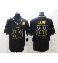 Men Dallas Cowboys 88 CeeDee Lamb Black Golden Edition Limited Stitched Jersey
