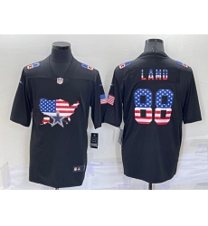 Men Dallas Cowboys 88 CeeDee Lamb Black USA Flag Limited Stitched Jersey
