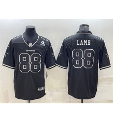 Men Dallas Cowboys 88 CeeDee Lamb Black With 1960 Patch Limited Stitched Football Jersey