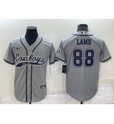 Men Dallas Cowboys 88 CeeDee Lamb Grey Cool Base Stitched Baseball Jersey