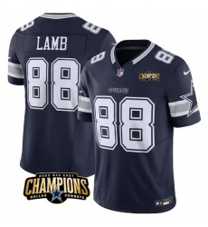 Men Dallas Cowboys 88 CeeDee Lamb Navy 2023 F U S E  NFC East Champions Patch Stitched Football Jersey