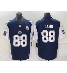 Men Dallas Cowboys 88 CeeDee Lamb Navy 2023 F U S E  With 1960 Patch Vapor Limited Stitched Football Jersey
