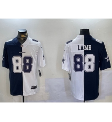 Men Dallas Cowboys 88 CeeDee Lamb Navy And White Split Stitched Jersey