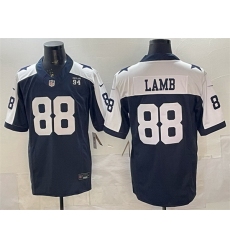 Men Dallas Cowboys 88 CeeDee Lamb Navy F U S E  94 Marshawn Kneeland Memorial Patch Vapor Limited Stitched Football Jersey