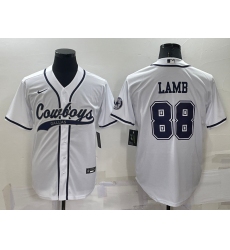 Men Dallas Cowboys 88 CeeDee Lamb White Cool Base Stitched Baseball Jersey