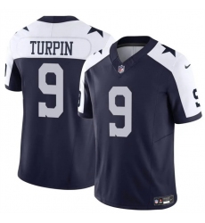 Men Dallas Cowboys 9 KaVontae Turpin Navy White Thanksgiving Vapor Untouchable Limited Stitched Football Jersey