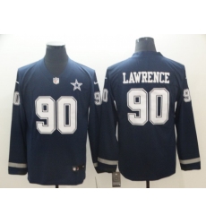 Men Dallas Cowboys 90 Demarcus Lawrence Navy Therma Long Sleeve Limited Jersey