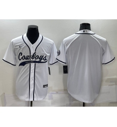 Men Dallas Cowboys Blank White Cool Base Stitched Baseball Jersey
