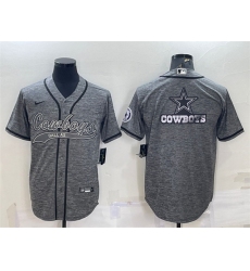 Men Dallas Cowboys Grey Team Big Logo With Patch Cool Base Stitched Baseball Jersey