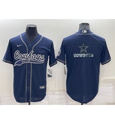 Men Dallas Cowboys Navy Team Big Logo With Patch Cool Base Stitched Baseb