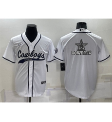 Men Dallas Cowboys White Team Big Logo With Patch Cool Base Stitched Baseball Jersey