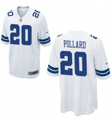 Men Nike Cowboys #20 Tony Pollard White Game Stitched NFL Jersey
