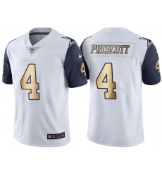 Men Nike Cowboys #4 Dak Prescott White Stitched NFL Limited Gold Rush Jersey