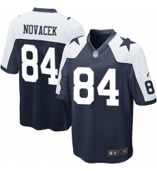 Men Nike Cowboys #84 Jay Novacek Navy Blue Throwback Alternate NFL Game Jersey