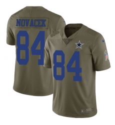 Men Nike Cowboys #84 Jay Novacek Olive Stitched NFL Limited 2017 Salute To Service Jersey