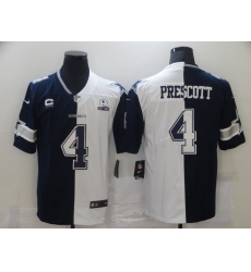 Men Nike Cowboys Dak Prescott 4 Blue White Split Stitched With Established In 1960 Patch NFL Vapor Untouchable Limited Jersey