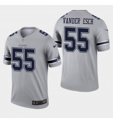 Mens Dallas Cowboys 55 Leighton Vander Esch Inverted Legend Gray Jersey