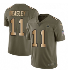 Mens Nike Dallas Cowboys 11 Cole Beasley Limited OliveGold 2017 Salute to Service NFL Jersey