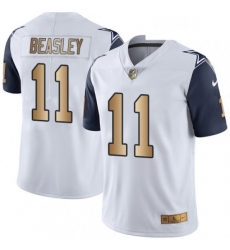 Mens Nike Dallas Cowboys 11 Cole Beasley Limited WhiteGold Rush NFL Jersey