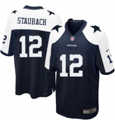 Mens Nike Dallas Cowboys 12 Roger Staubach Game Navy Blue Throwback Alternate NFL Jersey