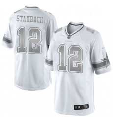 Mens Nike Dallas Cowboys 12 Roger Staubach Limited White Platinum NFL Jersey
