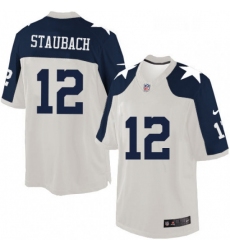 Mens Nike Dallas Cowboys 12 Roger Staubach Limited White Throwback Alternate NFL Jersey