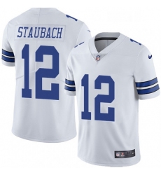 Mens Nike Dallas Cowboys 12 Roger Staubach White Vapor Untouchable Limited Player NFL Jersey
