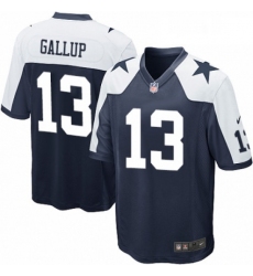 Mens Nike Dallas Cowboys 13 Michael Gallup Game Navy Blue Throwback Alternate NFL Jersey