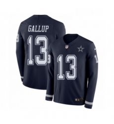 Mens Nike Dallas Cowboys 13 Michael Gallup Limited Navy Blue Therma Long Sleeve NFL Jersey