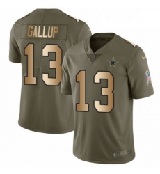Mens Nike Dallas Cowboys 13 Michael Gallup Limited OliveGold 2017 Salute to Service NFL Jersey