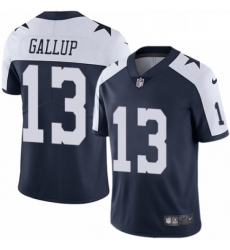 Mens Nike Dallas Cowboys 13 Michael Gallup Navy Blue Throwback Alternate Vapor Untouchable Limited Player NFL Jersey