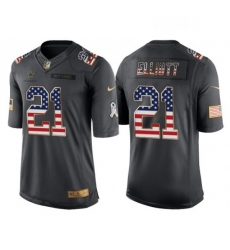 Mens Nike Dallas Cowboys 21 Ezekiel Elliott Limited Black USA Flag Salute To Service NFL Jersey