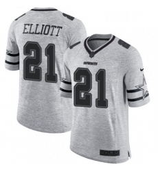 Mens Nike Dallas Cowboys 21 Ezekiel Elliott Limited Gray Gridiron II NFL Jersey