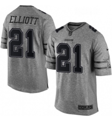 Mens Nike Dallas Cowboys 21 Ezekiel Elliott Limited Gray Gridiron NFL Jersey