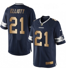 Mens Nike Dallas Cowboys 21 Ezekiel Elliott Limited NavyGold Team Color NFL Jersey