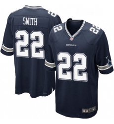 Mens Nike Dallas Cowboys 22 Emmitt Smith Game Navy Blue Team Color NFL Jersey