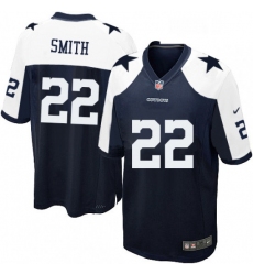 Mens Nike Dallas Cowboys 22 Emmitt Smith Game Navy Blue Throwback Alternate NFL Jersey