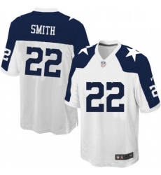 Mens Nike Dallas Cowboys 22 Emmitt Smith Game White Throwback Alternate NFL Jersey