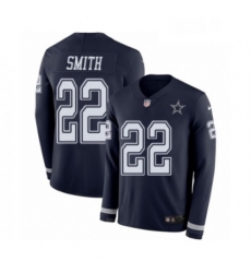Mens Nike Dallas Cowboys 22 Emmitt Smith Limited Navy Blue Therma Long Sleeve NFL Jersey