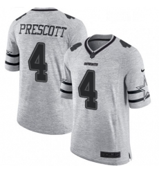 Mens Nike Dallas Cowboys 4 Dak Prescott Limited Gray Gridiron II NFL Jersey