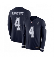 Mens Nike Dallas Cowboys 4 Dak Prescott Limited Navy Blue Therma Long Sleeve NFL Jersey
