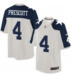 Mens Nike Dallas Cowboys 4 Dak Prescott Limited White Throwback Alternate NFL Jersey