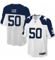 Mens Nike Dallas Cowboys 50 Sean Lee Game White Throwback Alternate NFL Jersey